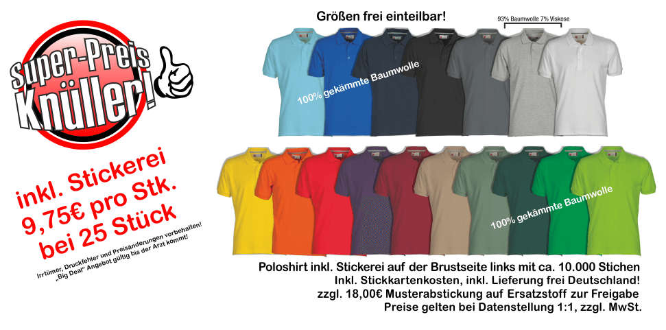 Poloshirts inkl. Stickerei